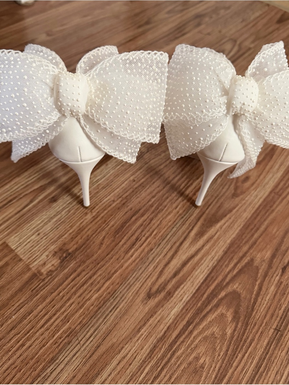 Steve Madden White Bow-Back Stiletto Wedding Heels